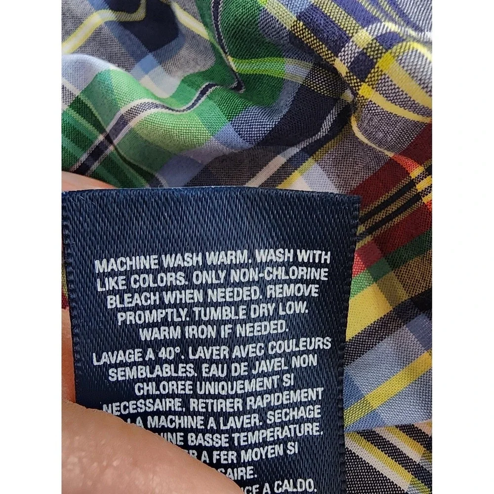Ralph Lauren Button Down Kids M 10-12 Multi-Color Plaid Preppy Classic Madras